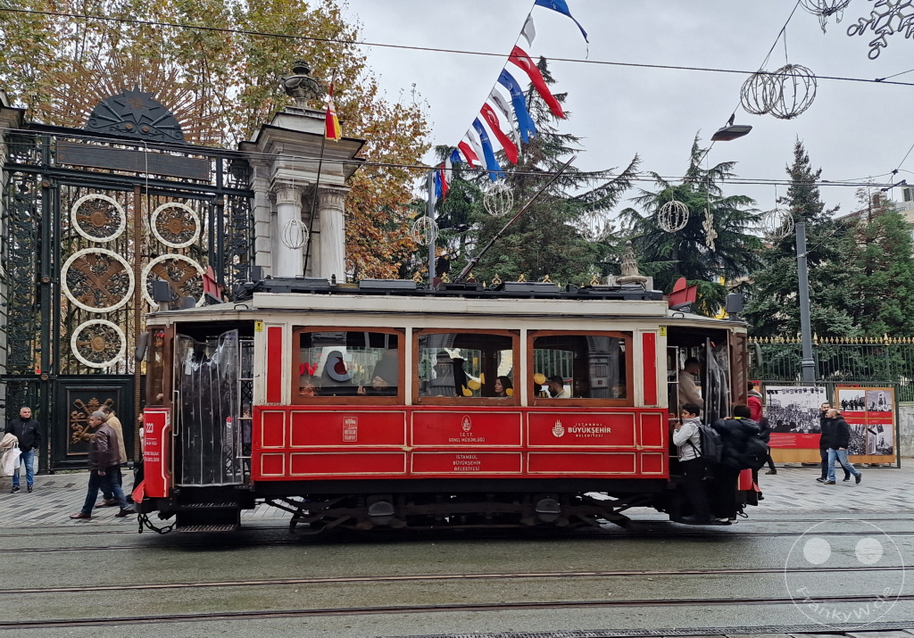 Turkey - Istanbul - nostalgic red streetcar