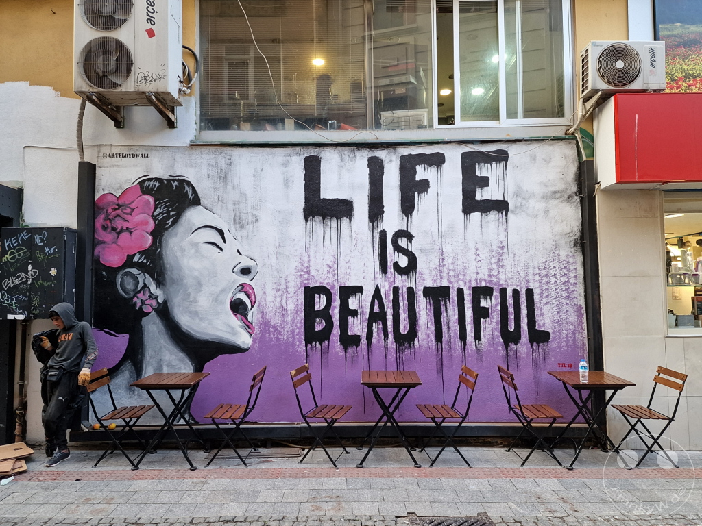 Turkey - Istanbul - Kadıköy - 20 Pavlonya Sk.- Streetart - Life is Beautiful - Jazz singer Billie Holiday - ArtFloydWall