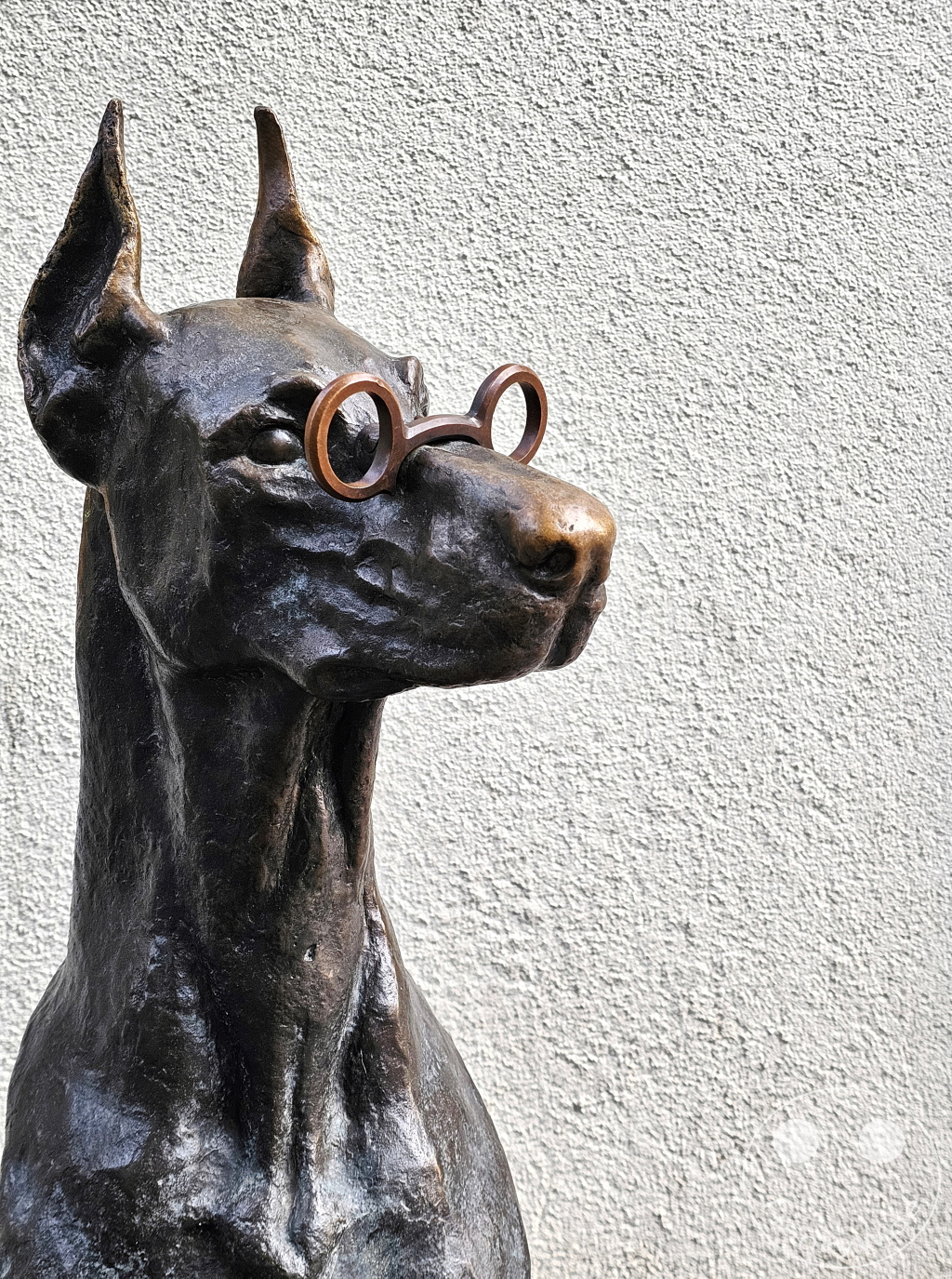 Litauen - Vilnius - Dobermann mit Brille - Skulptur